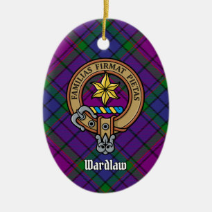 Clan Wardlaw Crest over Tartan Ceramic Ornament