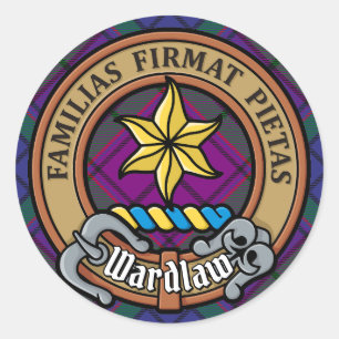 Clan Wardlaw Crest over Tartan Classic Round Sticker