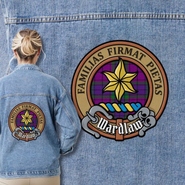 Clan Wardlaw Crest over Tartan Denim Jacket (Creator Uploaded)