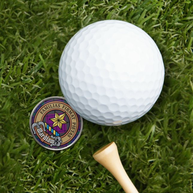 Clan Wardlaw Crest over Tartan Golf Ball Marker (Creator Uploaded)