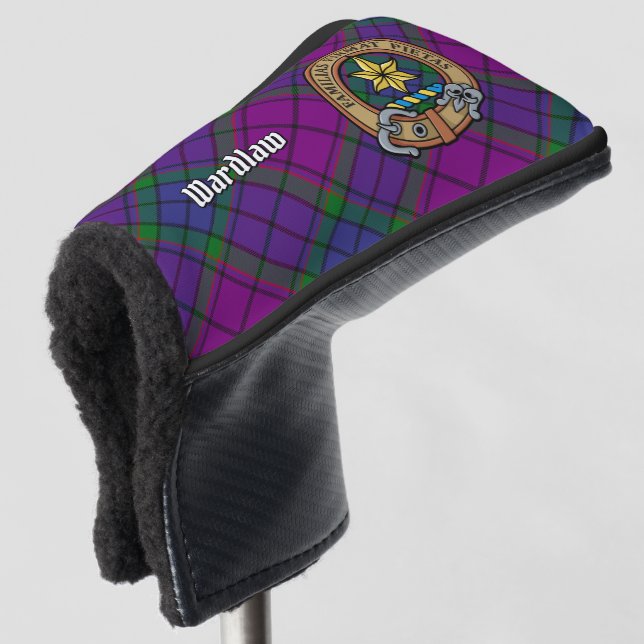 Clan Wardlaw Crest over Tartan Golf Head Cover (3/4 Front)