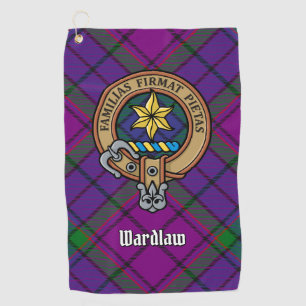 Clan Wardlaw Crest over Tartan Golf Towel