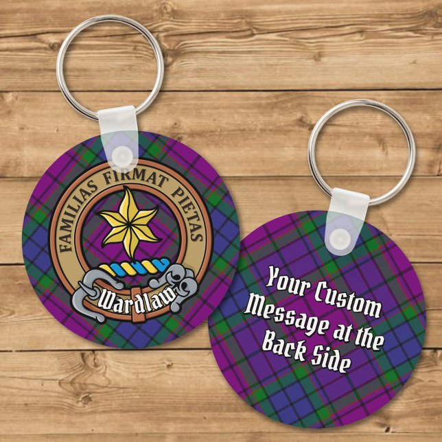 Clan Wardlaw Crest over Tartan Keychain (Creator Uploaded)