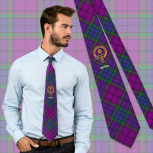 Clan Wardlaw Crest over Tartan Neck Tie
