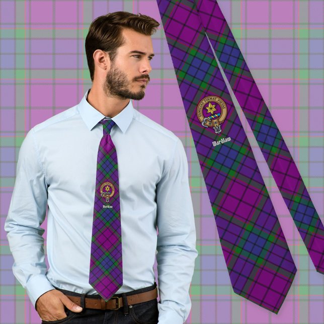 Clan Wardlaw Crest over Tartan Neck Tie (Creator Uploaded)