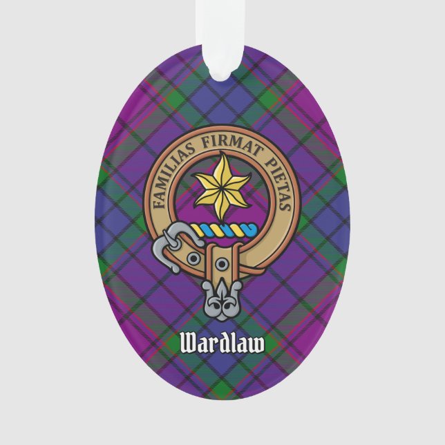 Clan Wardlaw Crest over Tartan Ornament (Front)