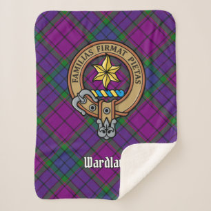 Clan Wardlaw Crest over Tartan Sherpa Blanket