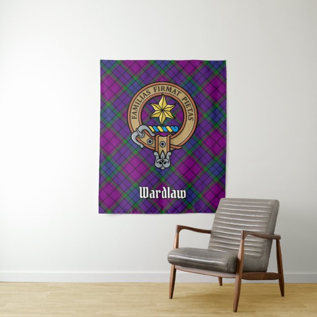 Clan Wardlaw Crest over Tartan Tapestry (In Situ)
