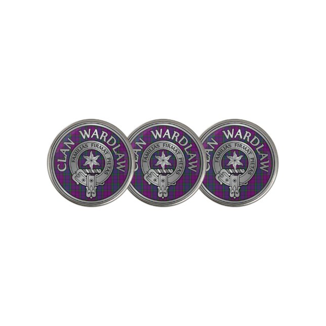 Clan Wardlaw Crest & Tartan Golf Ball Marker (3 Up)