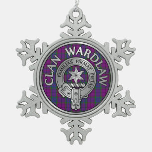 Clan Wardlaw Crest & Tartan Snowflake Pewter Christmas Ornament