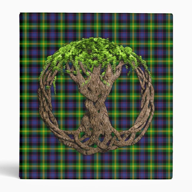 Clan Watson Tartan And Celtic Tree Of Life 3 Ring Binder (Front)