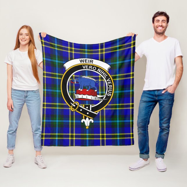 Clan Weir Modern Tartan Plaid Fleece Blanket (In Situ)