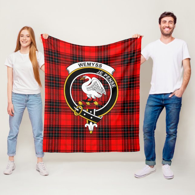 Clan Wemyss Modern Tartan Plaid Fleece Blanket (In Situ)