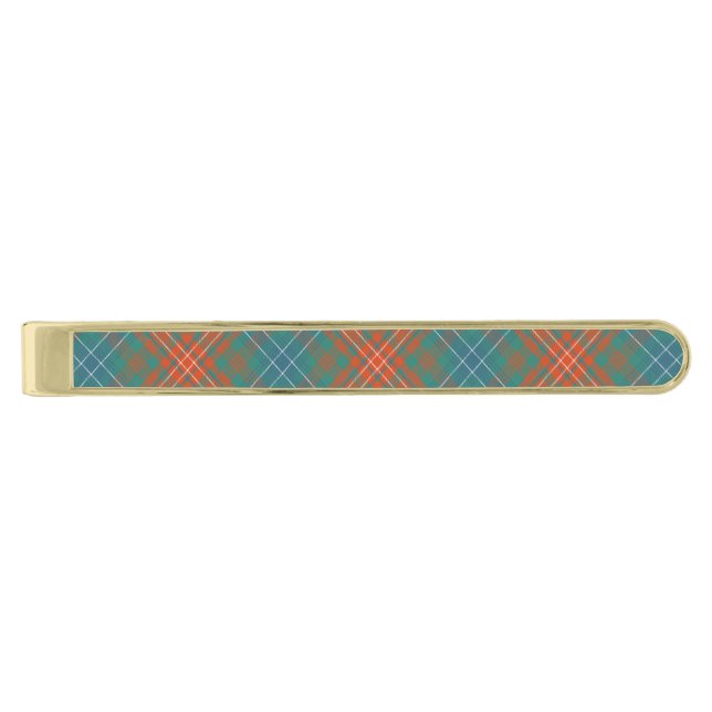 Clan Wilson Ancient Tartan Gold Finish Tie Bar (Front)