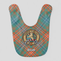 Clan Wilson Crest over Ancient Tartan Baby Bib