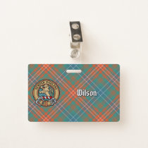 Clan Wilson Crest over Ancient Tartan Badge