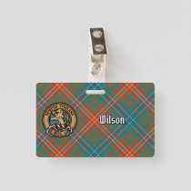 Clan Wilson Crest over Ancient Tartan Badge