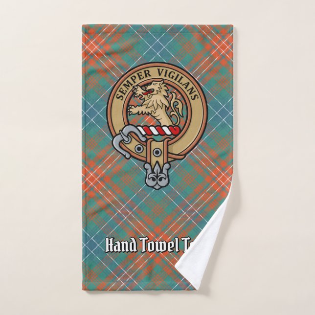 Clan Wilson Crest over Ancient Tartan Bath Towel Set (Hand Towel)