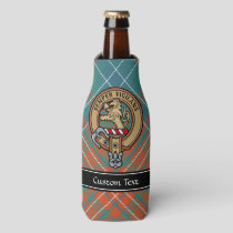 Clan Wilson Crest over Ancient Tartan Bottle Cooler