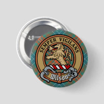 Clan Wilson Crest over Ancient Tartan Button