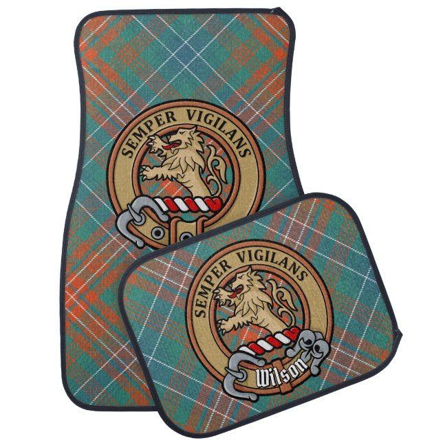 Clan Wilson Crest over Ancient Tartan Car Floor Mat (Set)