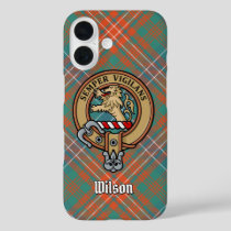 Clan Wilson Crest over Ancient Tartan iPhone 16 Case