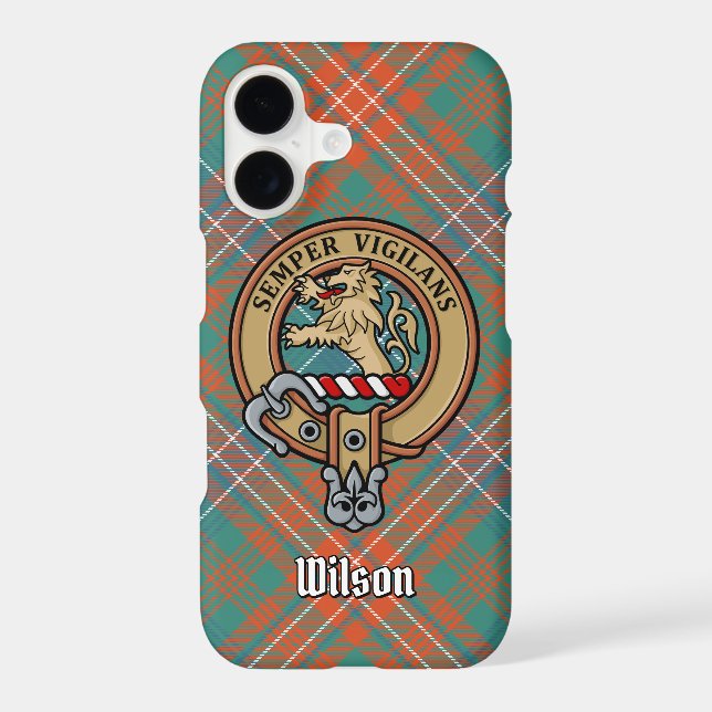 Clan Wilson Crest over Ancient Tartan Case-Mate iPhone Case (Back)