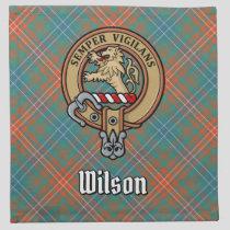 Clan Wilson Crest over Ancient Tartan Cloth Napkin