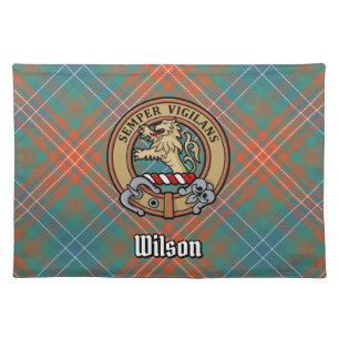 Clan Wilson Crest over Ancient Tartan Cloth Placemat