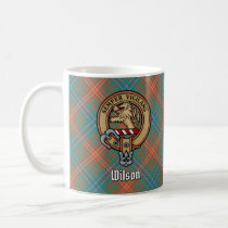Clan Wilson Crest over Ancient Tartan Coffee Mug