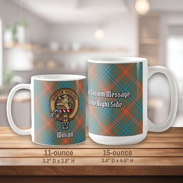 Clan Wilson Crest over Ancient Tartan Coffee Mug (Creator Uploaded)