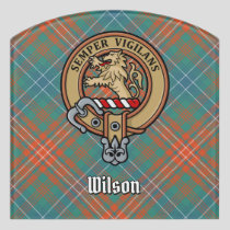 Clan Wilson Crest over Ancient Tartan Door Sign