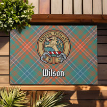 Clan Wilson Crest over Ancient Tartan Doormat