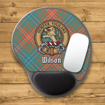 Clan Wilson Crest over Ancient Tartan Gel Mouse Pad