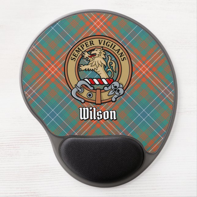 Clan Wilson Crest over Ancient Tartan Gel Mouse Pad (Front)