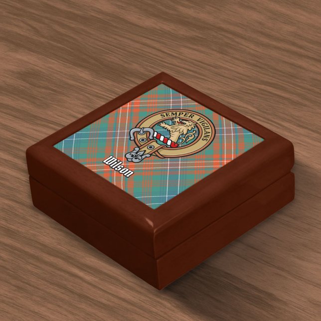 Clan Wilson Crest over Ancient Tartan Gift Box (Creator Uploaded)