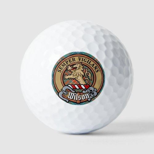 Clan Wilson Crest over Ancient Tartan Golf Balls