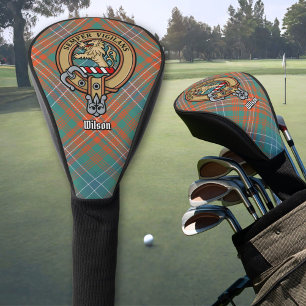 Clan Wilson Crest over Ancient Tartan Golf Head Cover