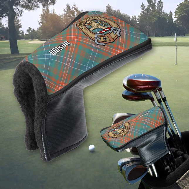 Clan Wilson Crest over Ancient Tartan Golf Head Cover (Creator Uploaded)
