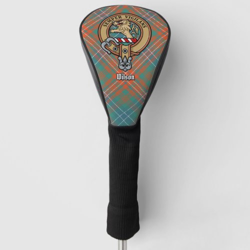 Clan Wilson Crest over Ancient Tartan Golf Head Cover