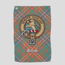 Clan Wilson Crest over Ancient Tartan Golf Towel