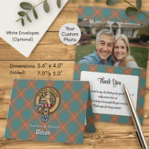 Clan Wilson Crest over Ancient Tartan Invitation