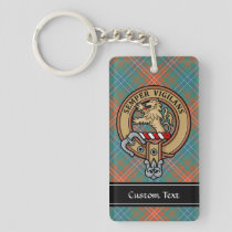 Clan Wilson Crest over Ancient Tartan Keychain