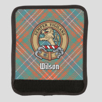 Clan Wilson Crest over Ancient Tartan Luggage Handle Wrap