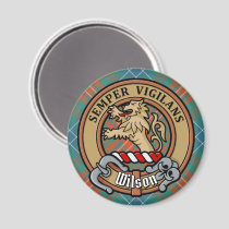 Clan Wilson Crest over Ancient Tartan Magnet