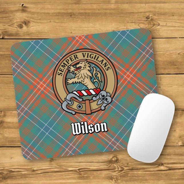 Clan Wilson Crest over Ancient Tartan Mouse Pad (Creator Uploaded)