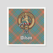 Clan Wilson Crest over Ancient Tartan Napkins