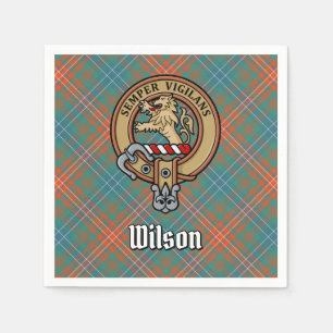 Clan Wilson Crest over Ancient Tartan Napkins