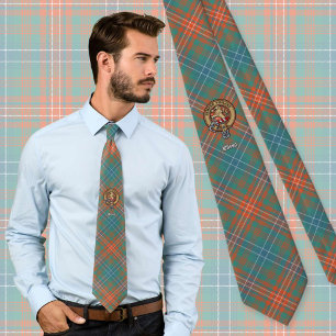 Clan Wilson Crest over Ancient Tartan Neck Tie