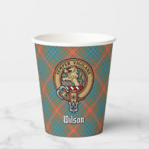 Clan Wilson Crest over Ancient Tartan Paper Cups